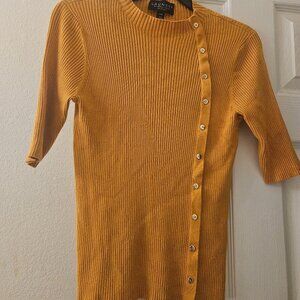 Laundry by shelli segal mustard yellow gold Buttons fall ribbed sweater L